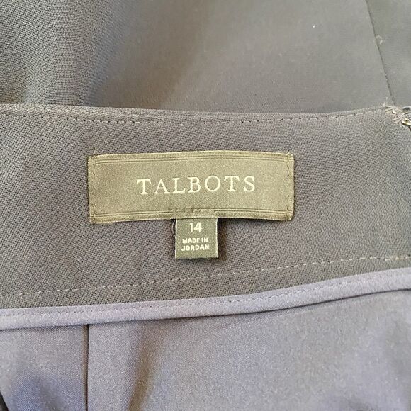Talbots Women’s Midi Skirt Sz 14 Navy  Lined Office Career Capsule Back Vent Zip - Picture 4 of 9